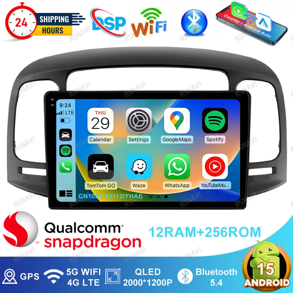 

Android 15 Car Radio For Hyundai Accent 3 2006 - 2011 Wireless Carplay Auto Qualcomm Multimedia BT Viedo Player Autoradio Stereo