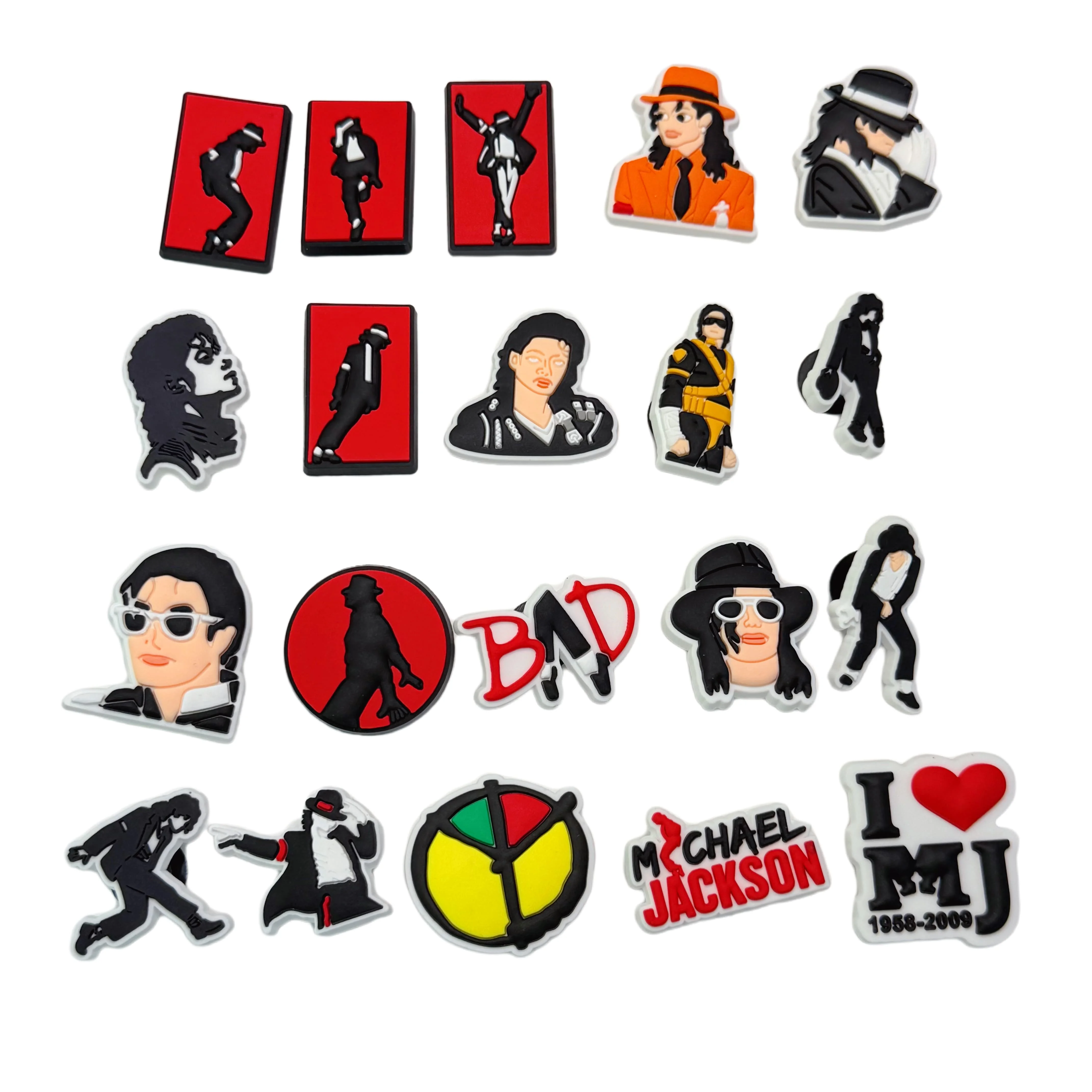 1-20pcs Singer PVC Sandal Shoe Charms Buckle Clog Fit Wristbands DIY Backpack Garden Shoes Decorations Holiday Party Gift
