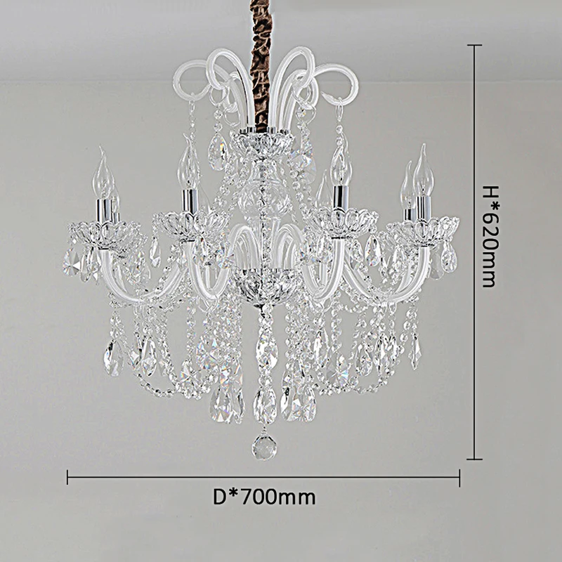 Lampu gantung kristal transparan atmosfer minimalis Nordic lampu liontin 8 kepala kamar tidur apartemen dupleks mewah Eropa