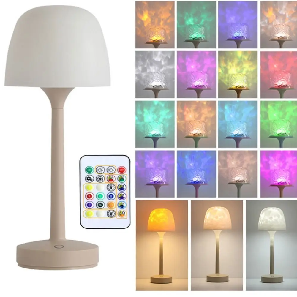 

High Footed LED Atmosphere Desk Lamp Romantic Water Ripple Projection Night Light RGB Color Changing Touch/Remote Control