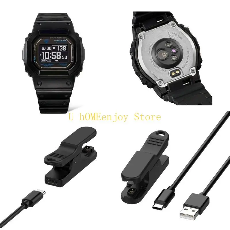 B0KF USB-oplaadkabel voor DW-H5600 Watch Portable Clip Laying Draad Black