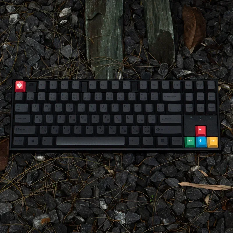 

130 Keys Minimalist Black PBT Keycap Gaming Mechanical Keyboard Cherry Profile Dye-Subbed Japanese Arrow Key Caps Custom 6.25U