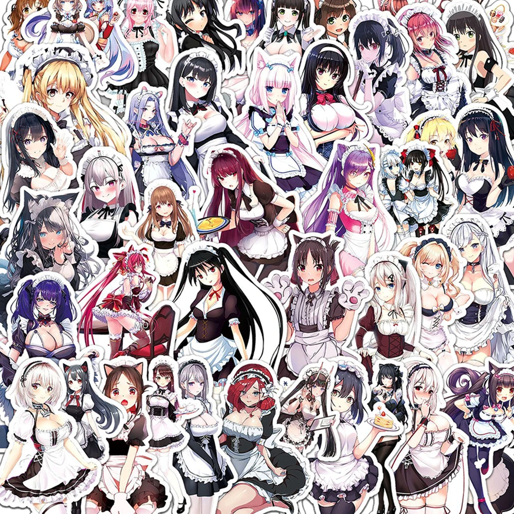 Autocollants de dessin animé Waifu sexy Maid Girl, décalcomanies de bricolage, décoration de téléphone, bouteille d'eau, ordinateur portable, voiture, adulte, Hentai, graffiti, 10 pièces, 30 pièces, 50 pièces