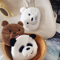 Bear Plush Coin Purse Flannel Soft Storage Bag Cute Portable Coin Earphone Bag Student Card Holder Girls Mini Money Bags Pouches