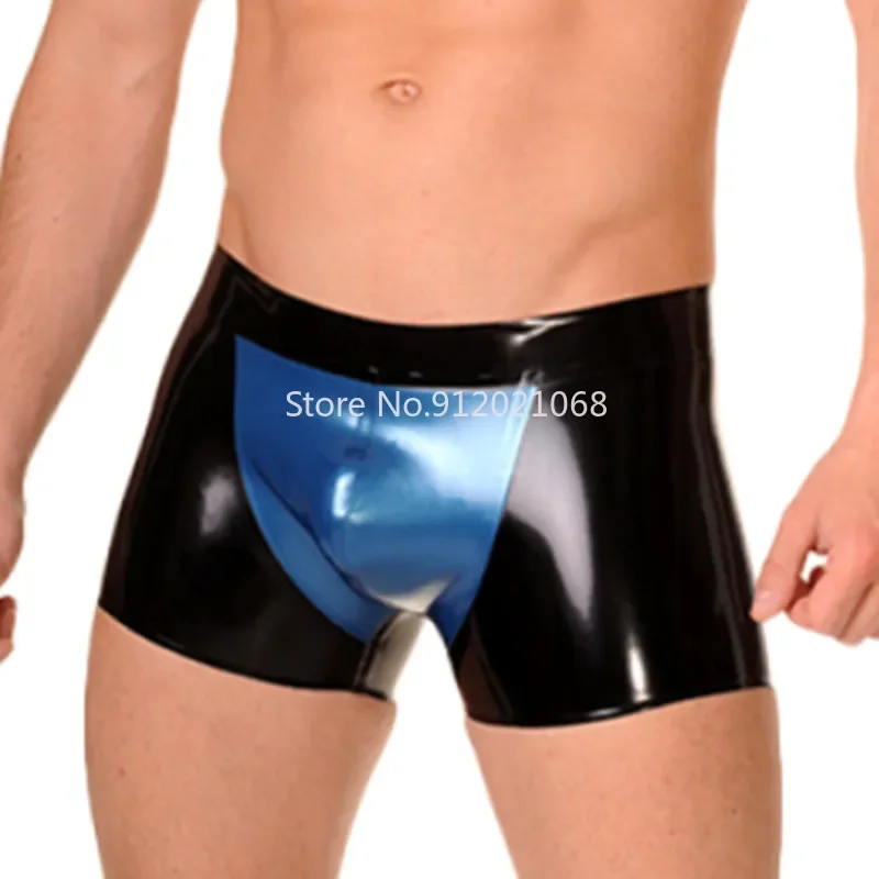 

Handmade Men Latex Panties Rubber Shorts Underwear Boxer with Trims