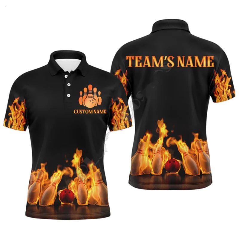 

Fashion Men's Top Bowling Ball 3D Printed POLO shirt Personalized Name Customization Ball Uniform Large Men's Sports Clothing