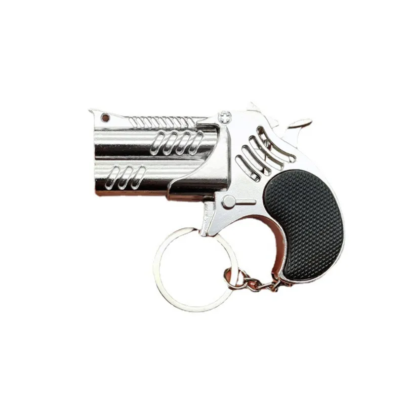 Mini pistola de borracha dobrável, 6 tiros, faixa de couro, modelo de liga, coleção de pistola, brinquedo, presente, arma de bala