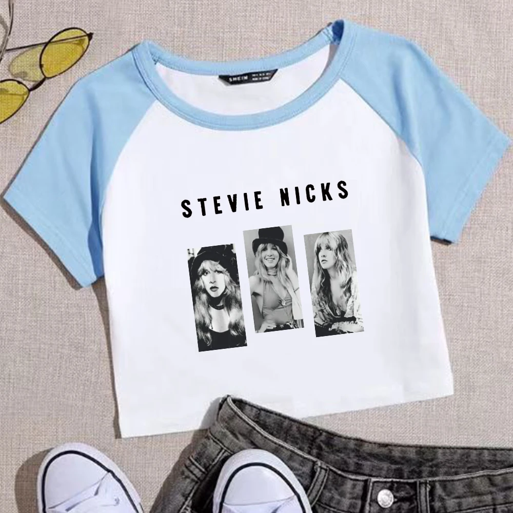 Stevie Nicks Tour 2024 O-Neck Fashion Crop Tops Music Fans Gift T-Shirt Super-short Shirt Girls Regular Short Sleeves