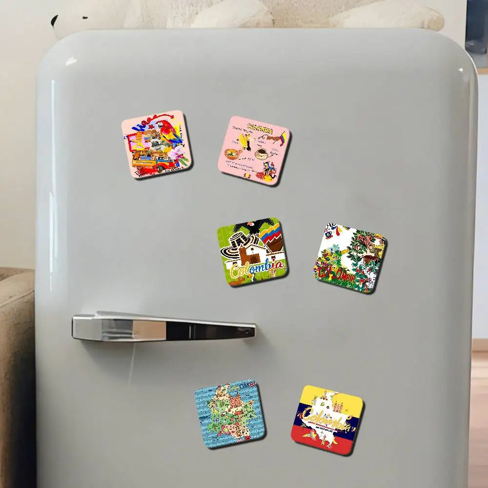 Colombia Aesthetic Art Kühlschrankmagnete, personalisierter Kühlschrankmagnet, quadratische Form, Dekoration für Kühlschrank, Wand, Tür