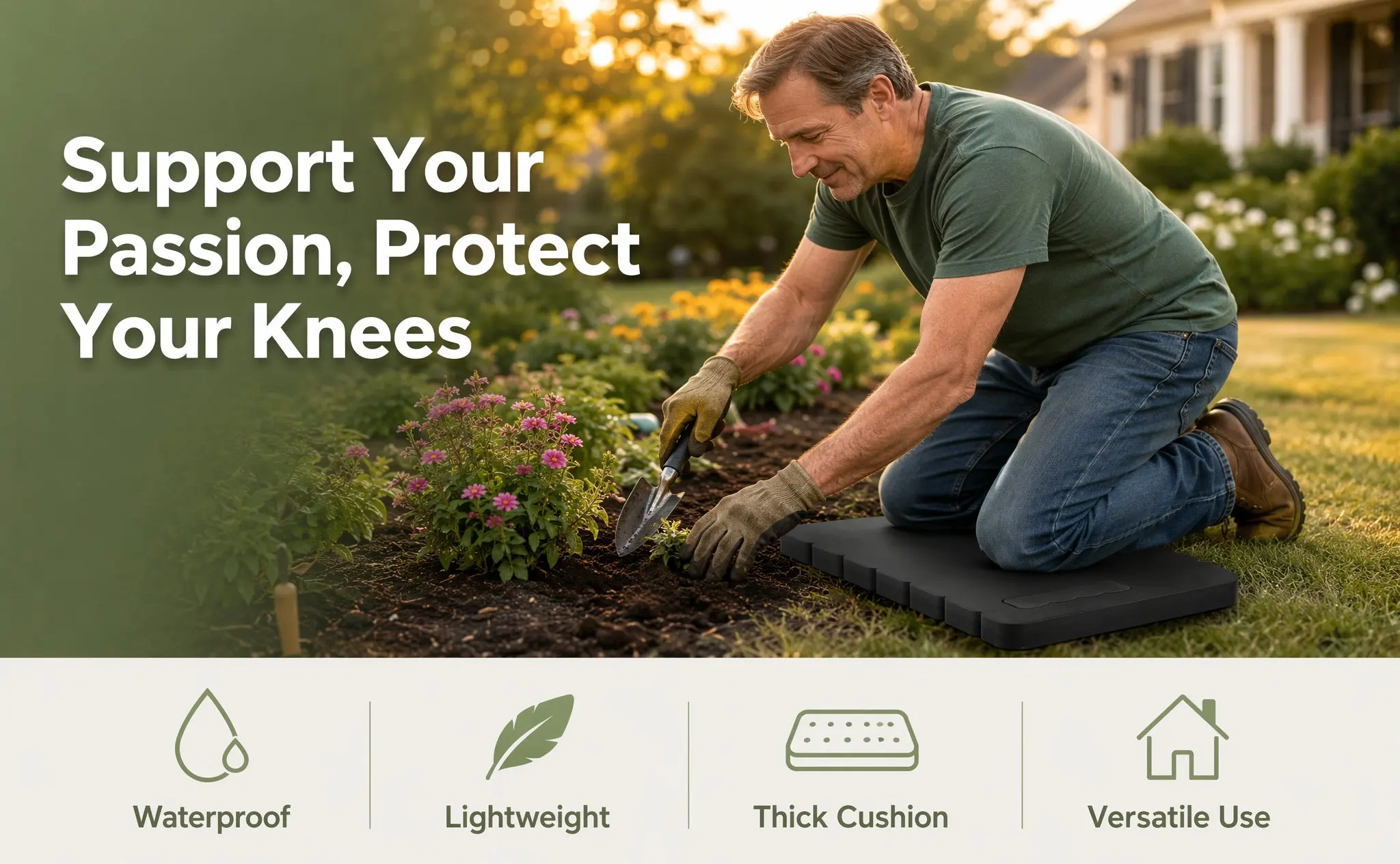 Kneeler Pad Portable Lightweight Gardening Knee Pad Seat Cushion for Gardening Plumbing Painting Carpet Work