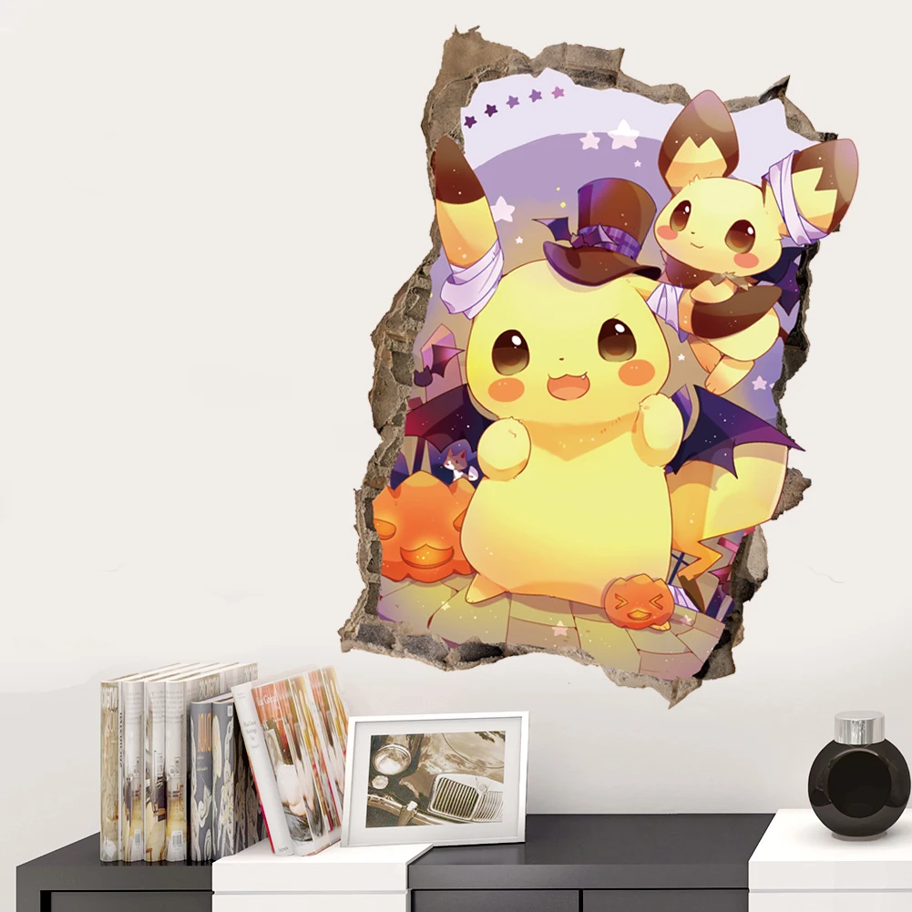 Cartoon 3d Pikachu Wanda uf kleber für Kinderzimmer Kindergarten Wohnzimmer Schlafzimmer Pokemon Wand dekoration Geburtstags geschenke