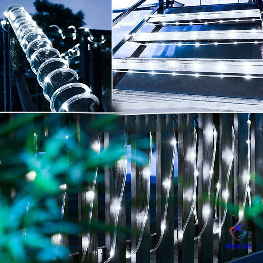 LED Outdoor Solar Rope Tube Fairy Lights Waterproof 32M 300LEDs 8 Modes Garden String Lights for Wedding Garland New Year Decor