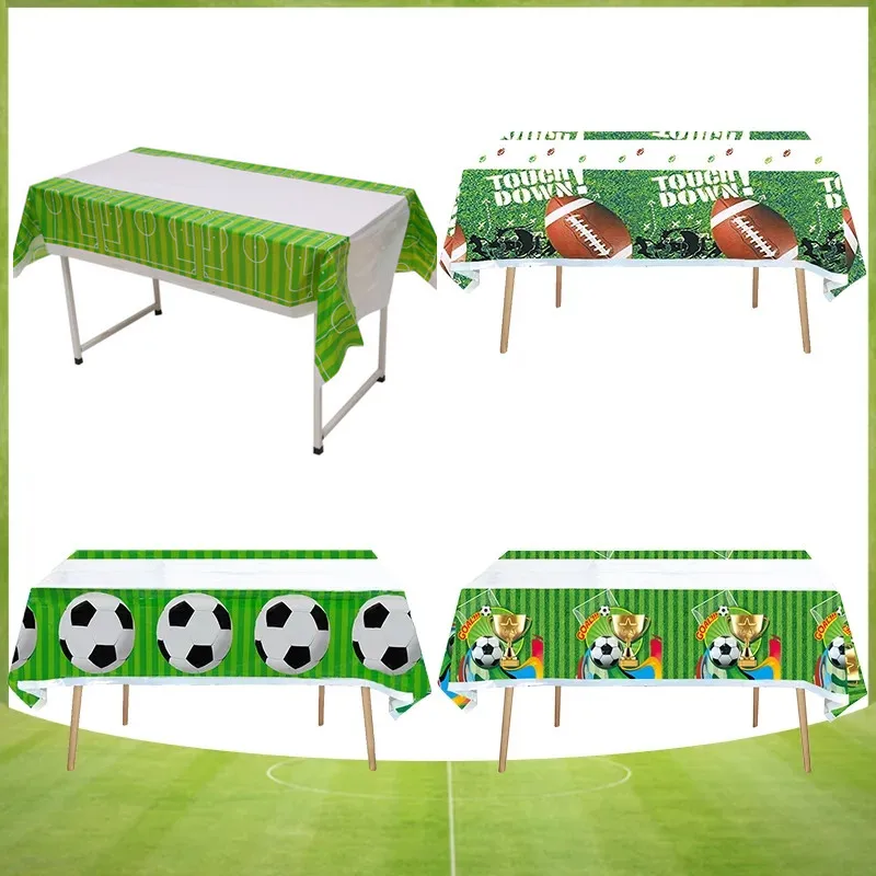 108x180cm Tablecloth Football Soccer Theme Birthday Party PE Rectangular Green Table Boys Favorite Party Supplies