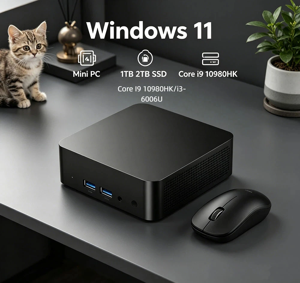 Portable Mini PC Mini PC Windows 11 Pro16GB/2TB M.2 SSD WiFi 6 BT 5.2 Laptop Bag Desktop Computer Core I9 10980HK/i3-6006U