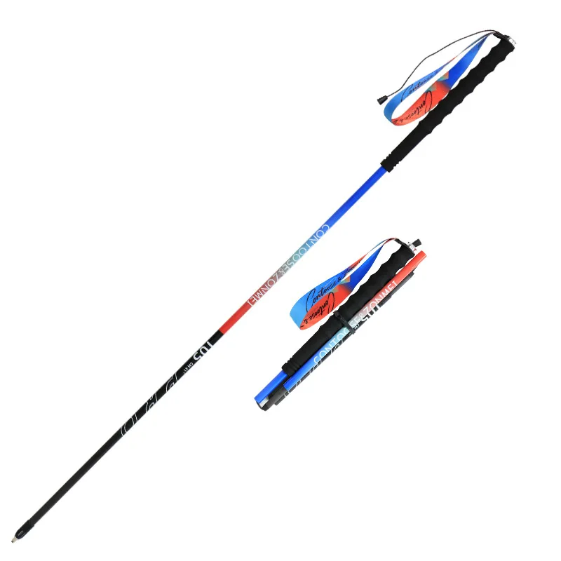 T800 collorfull Carbon Fiber Folding Trekking Poles Ultra Lightweight  Hiking Poles with Drawstring Lock for Trail Running