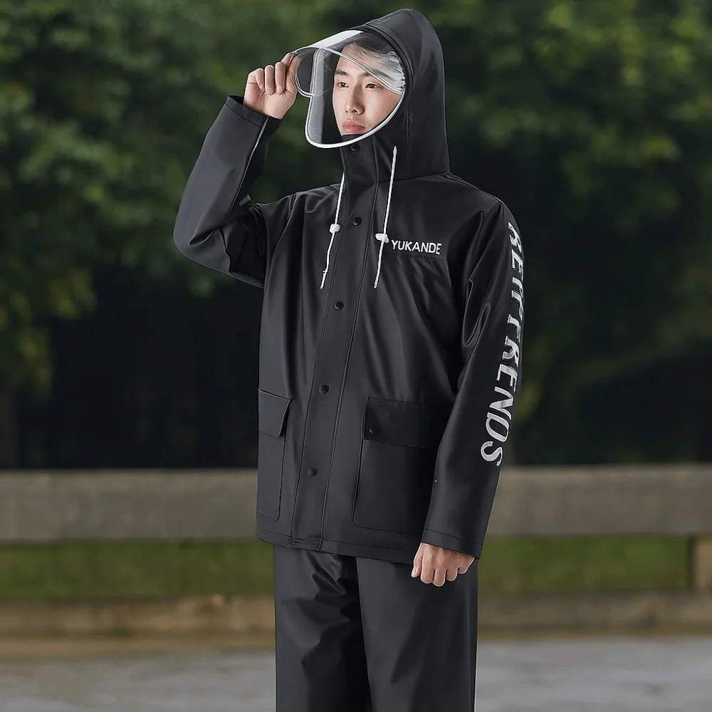 

Waterproof Split Raincoat Thickened Heavy Rain Protection Motorcycle Raincoat Set PVC Portable Motorcycle Raincoat Unisex