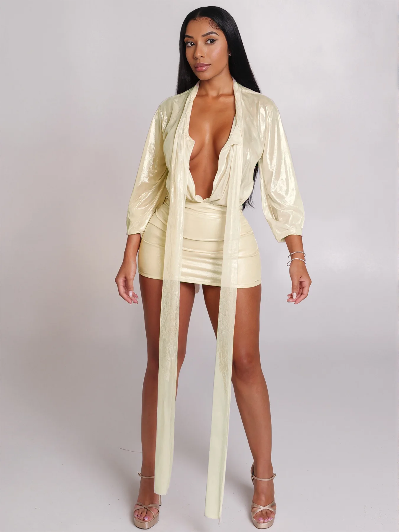 Alleen bodycon-jurken Dames Herfst Patchwork Kantoor Casual Gesplitst Multi-stof Gemengde textuur Ambachtelijk Handgemaakt Gedetailleerde sfeer