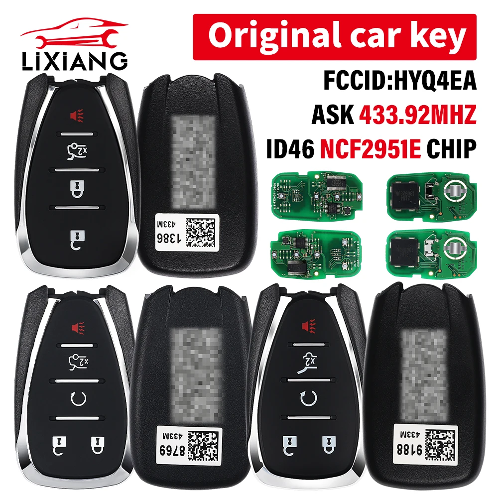 

LIXIANG FCC: HYQ4EA Original Smart Remote Key For Chevrolet Cruze 2017-2020 ASK 433MHz ID46 NCF2951E Chip 4/5Buttons No blade