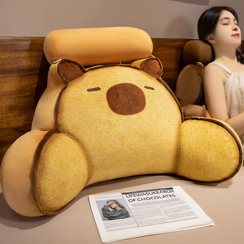 Cartoon bedside soft Animal Bread Cat Capybara Backrest Sofa Cushion Plush Biscuit Cat Triangle Pillow On The Bed Gifts