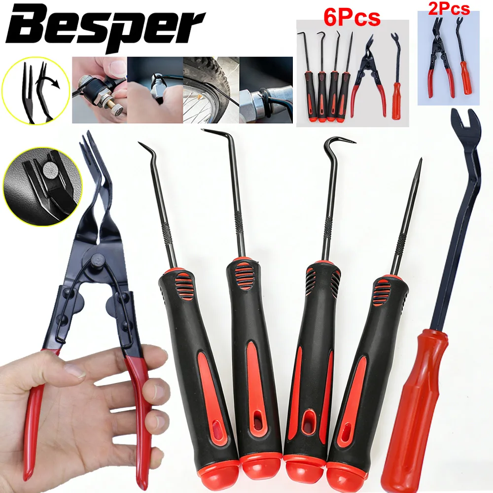 

Набор прецизионных крючков и инструментов для снятия обшивки автомобиля (6/2 шт.) – плоскогубцы для крепежных клипс, уплотнительных колец и мини-крючков для автосервиса