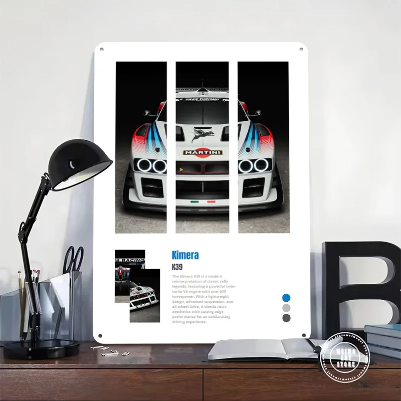 Kimera K39 Race Car Metal Poster Customized Wall Art Retro Vintage Tinplate Signs for Man Cave Room Decoration Office Decor Home
