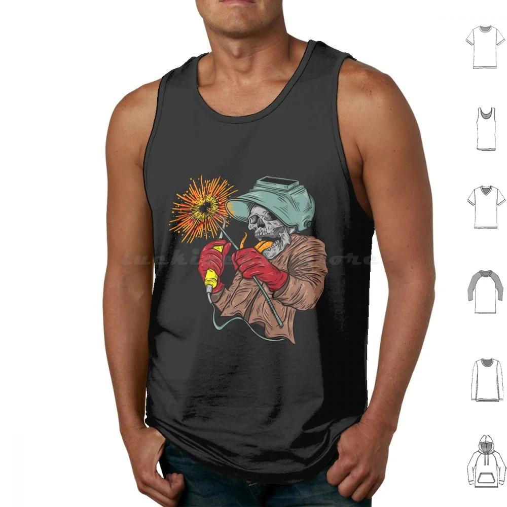 Skull Tank Tops Vest Sleeveless Welding Weld Funny Metal Worker Ironworker Funny Welding Skull Welding Skull Skull Halloween