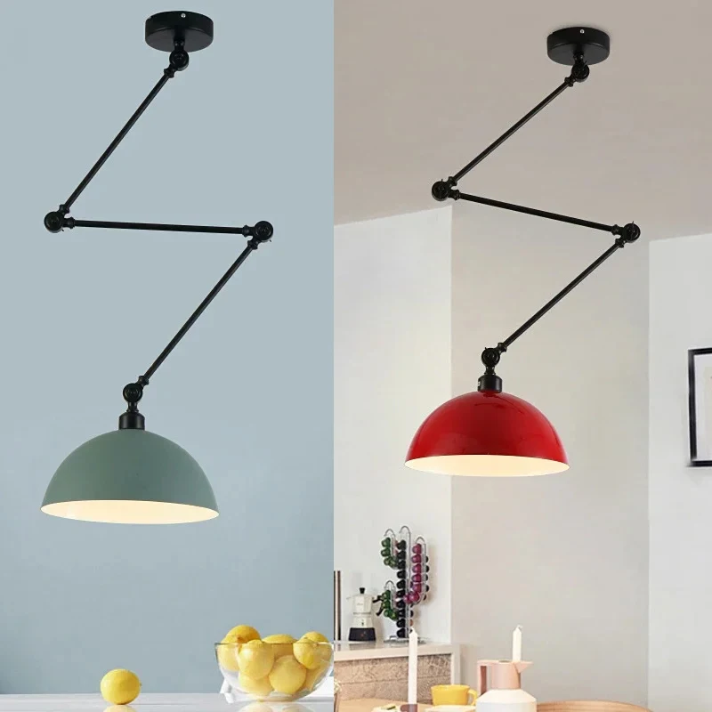 

Adjustable Pendant Light Chandeliers Ceiling Dinning Room Hanging Lamp LED Reading Lighting Fixture Nordic Macaron Bedroom Decor