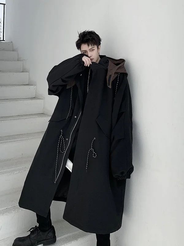 

Sambon k Series Men's Hooded Canvas Jaet Medium Length Windbreaker Loose Fit Youthful Sle Four Seasons Universal Coat