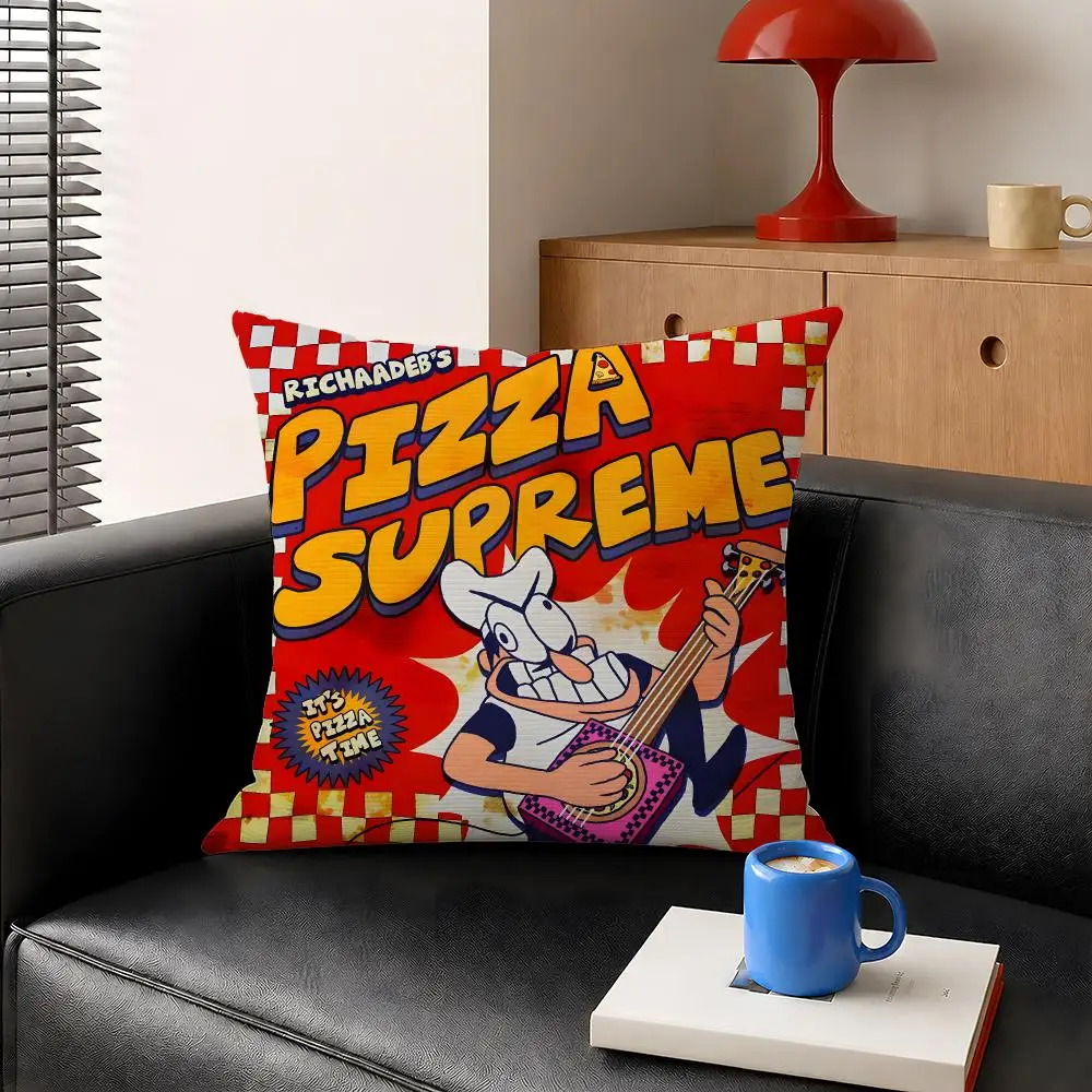 Game Pizza Tower Peppino Game Fun Cushion Cover Decorative Pillowcase Soft Short Plush Cozy Durable Sofa Home Decor Items Gift