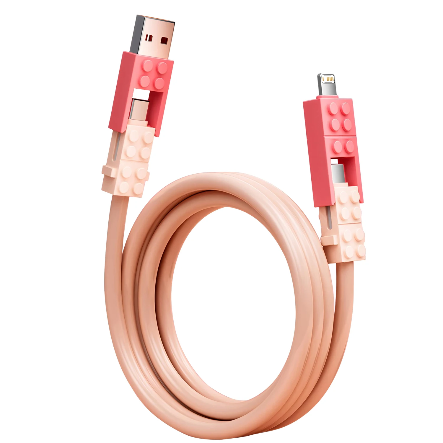 4 in 1 Multi Connectors Charger Rotating Elbow USB to Type-C 1.M Mobile Phone 240W Fast Charging Silicone Cable Data Transfer