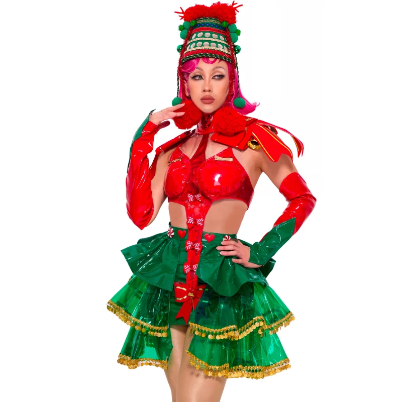 Festival Party Dance Clothing Rave Outfit Drag Queen Costume Nighclub Bar Dj Dancer Performance Outfit Sexy Bikini Skirt