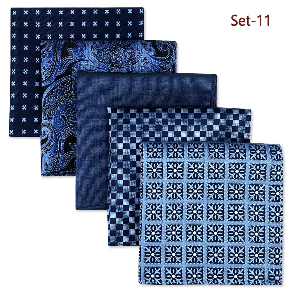 5 Pieces Colorful Assorted Mens Pocket Square Classic Handkerchief Set Gift