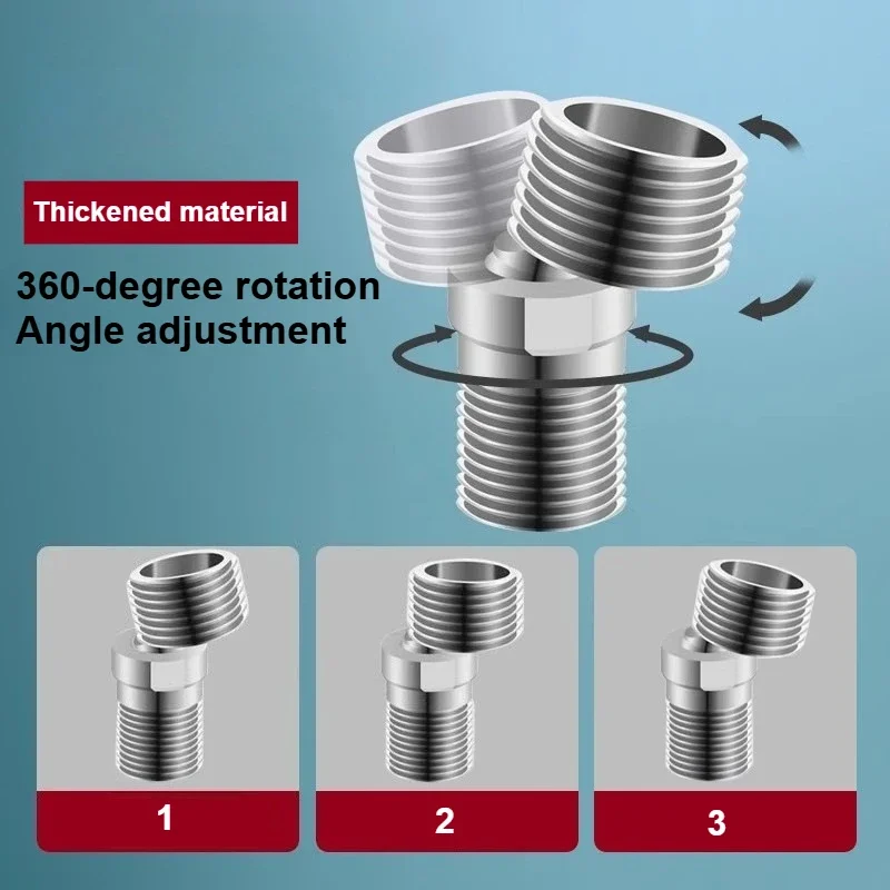 การปรับมุมเท้าโค้งสแตนเลส 360 °   อะแดปเตอร์ก๊อกน้ําฝักบัวติดผนังมุมสกรูประหลาดแบบหมุนได้