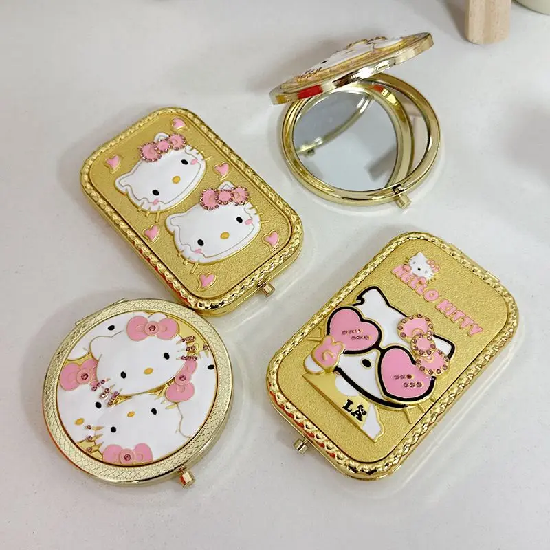 

Girly Heart Hello Kitty Anime MINISO Kawaii Makeup Mirror Cute Cartoon Folding Mirror Students Ins Fashion Gifts for Kids