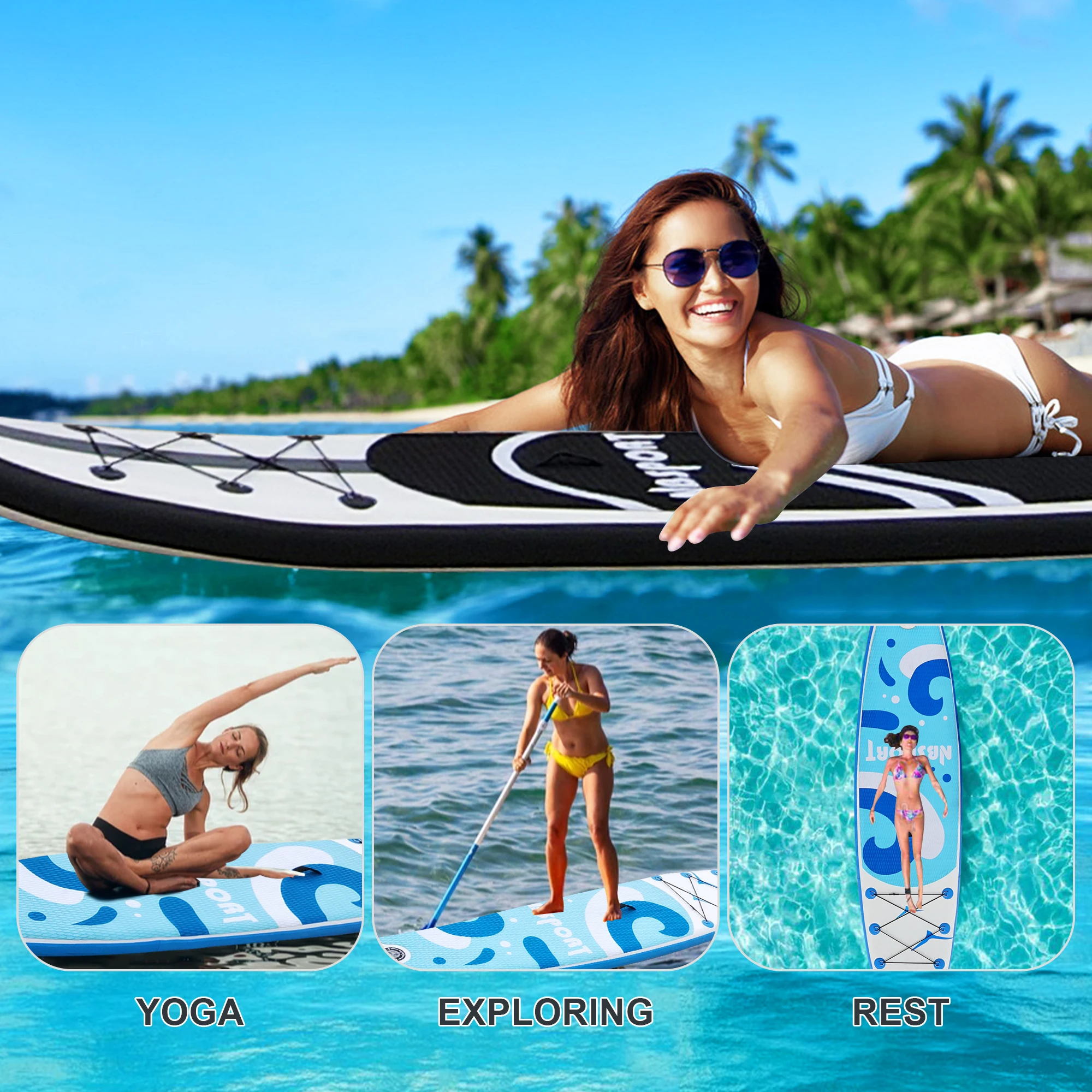 Wassersport Surf Surfbrett auf Lager leichtes aufblasbares PVC Air Sup Standing Paddle Board Standing Paddle Board