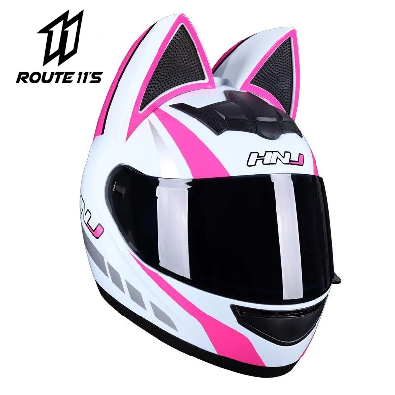 

Motorcycle Helmet Cute Cat Ear Moto Helmet DOT Certification Full Face Helmet Capacete De Moto Women Gift For Girlfriend Fashion