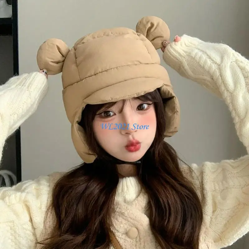 

G5GC Trapper Hat Thicken Down Hat Warm Hat Winter Outdoor Costume Accessory Warm Hat Down Hat Trapper Hat