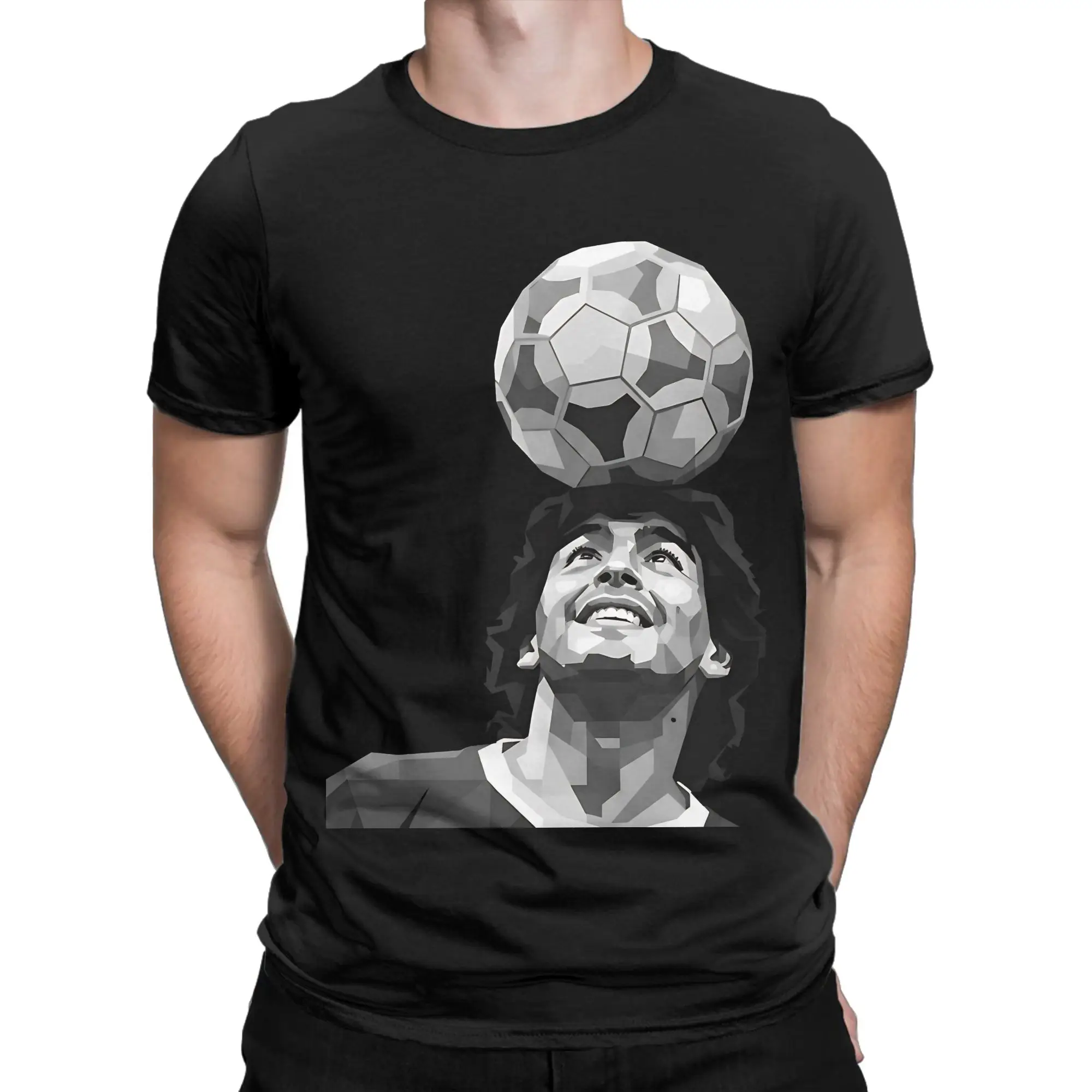 mMaradona grayscale  Classic Novelty 100% Cotton T-Shirt mMaradona Tees Tops For Men