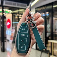 Zinc Alloy Leather Car Key Case for FAW Hongqi H5 2024 Remote Protection Cover Bag Shell Keychain Holder Fob Auto Accessories