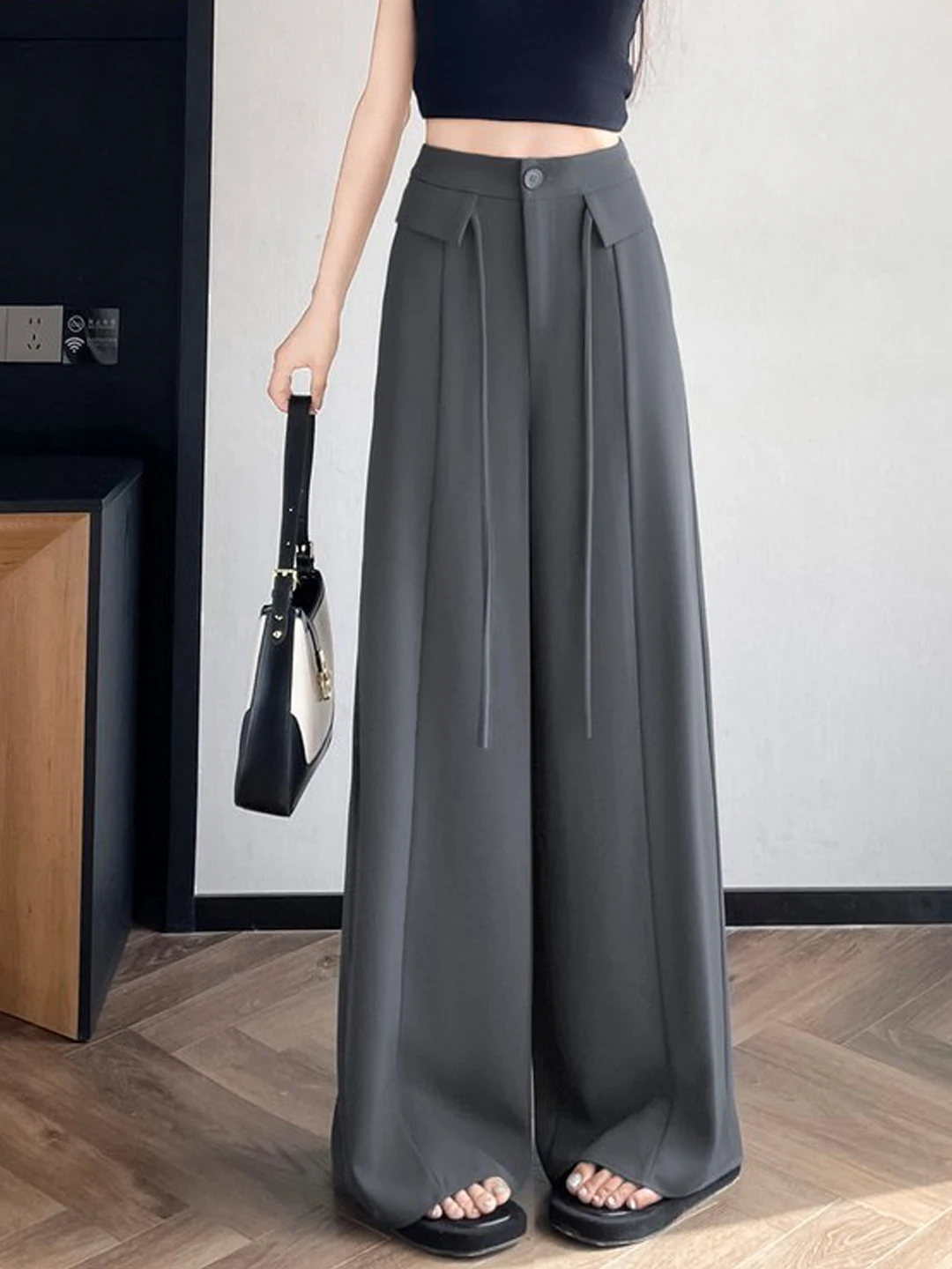 

High Waist Straight Leg Wide Leg Pants Women's Summer Thin Hanging Sensation Suit Casual Pants Korean Style Slimming Effect