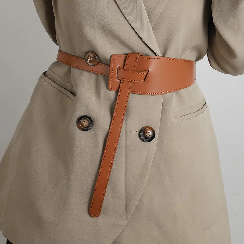 Breiter Gürtel für Damen im koreanischen Stil, modischer, dekorativer Mantel, vielseitige Retro-Oberbekleidung mit Taillengürtel
