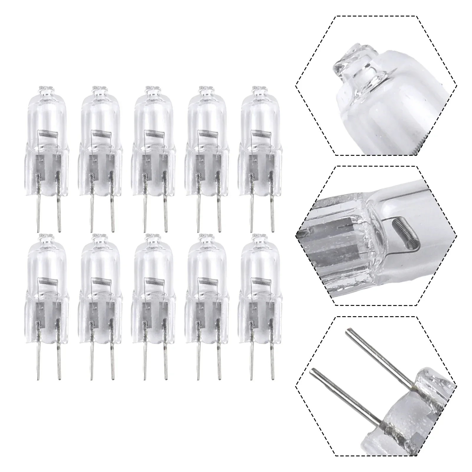 10pcs G4 12V 5W/10W/20W/30W/50W Halogen Capsule Lamp Light Bulbs Desk Light Replacements 2 Pin Light Bulb Halogen Lamp