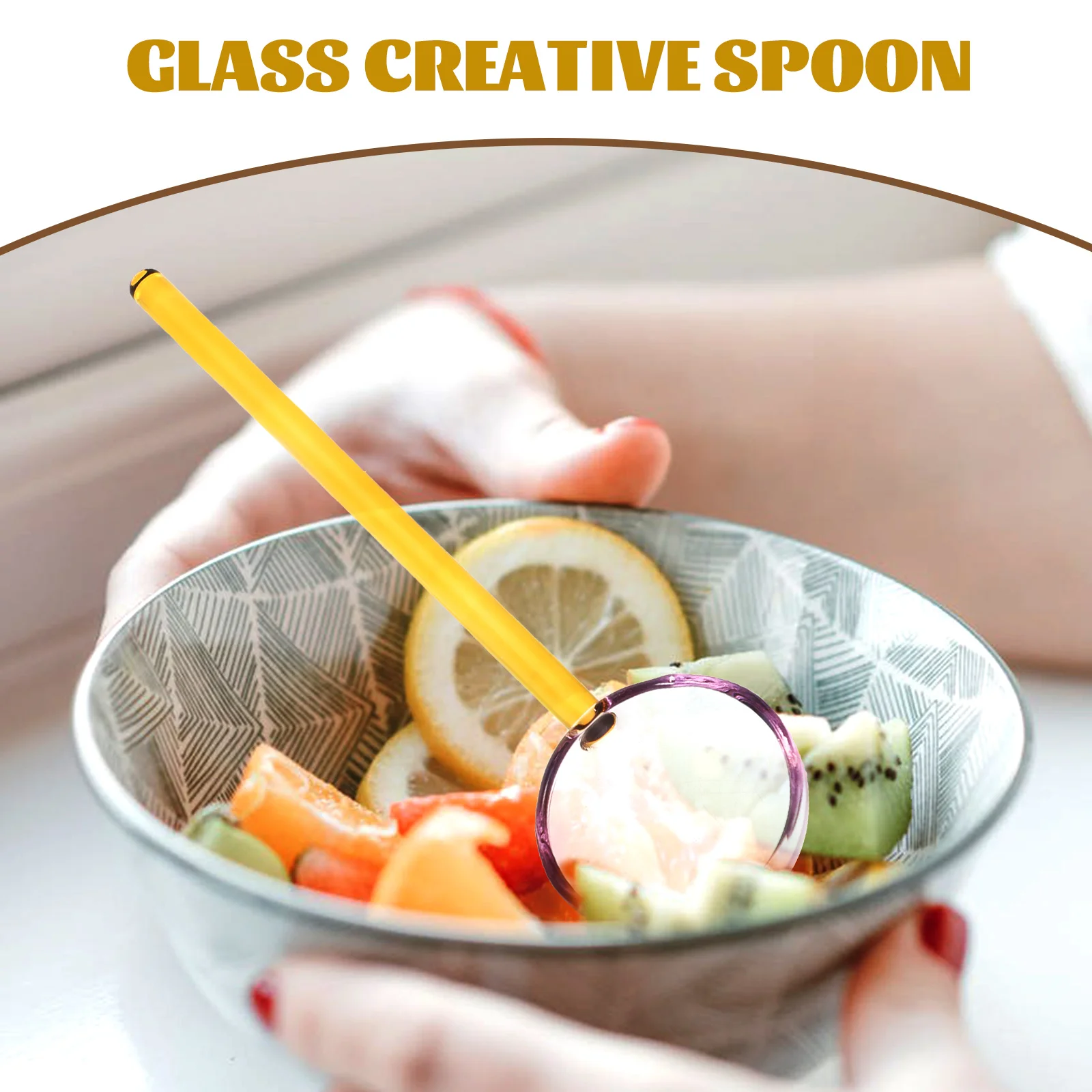 

Creative Dessert Spoon Glass Ice Cream Milk Scoop Long Ladle Transparent Soup Stirring Coffee Spoon Household Restaurant