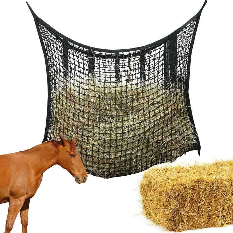 Nylon Haylage Net Durable Horse Care Products Nylon Hung Portable Hay Feeder Bags For Horse Goat Straw Bag Hanging Feed Net Bag