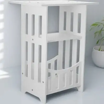 Mesa auxiliar de sofá blanca para dormitorio, sala de estar, muebles de espacio pequeño, mesita de noche minimalista moderna para el hogar