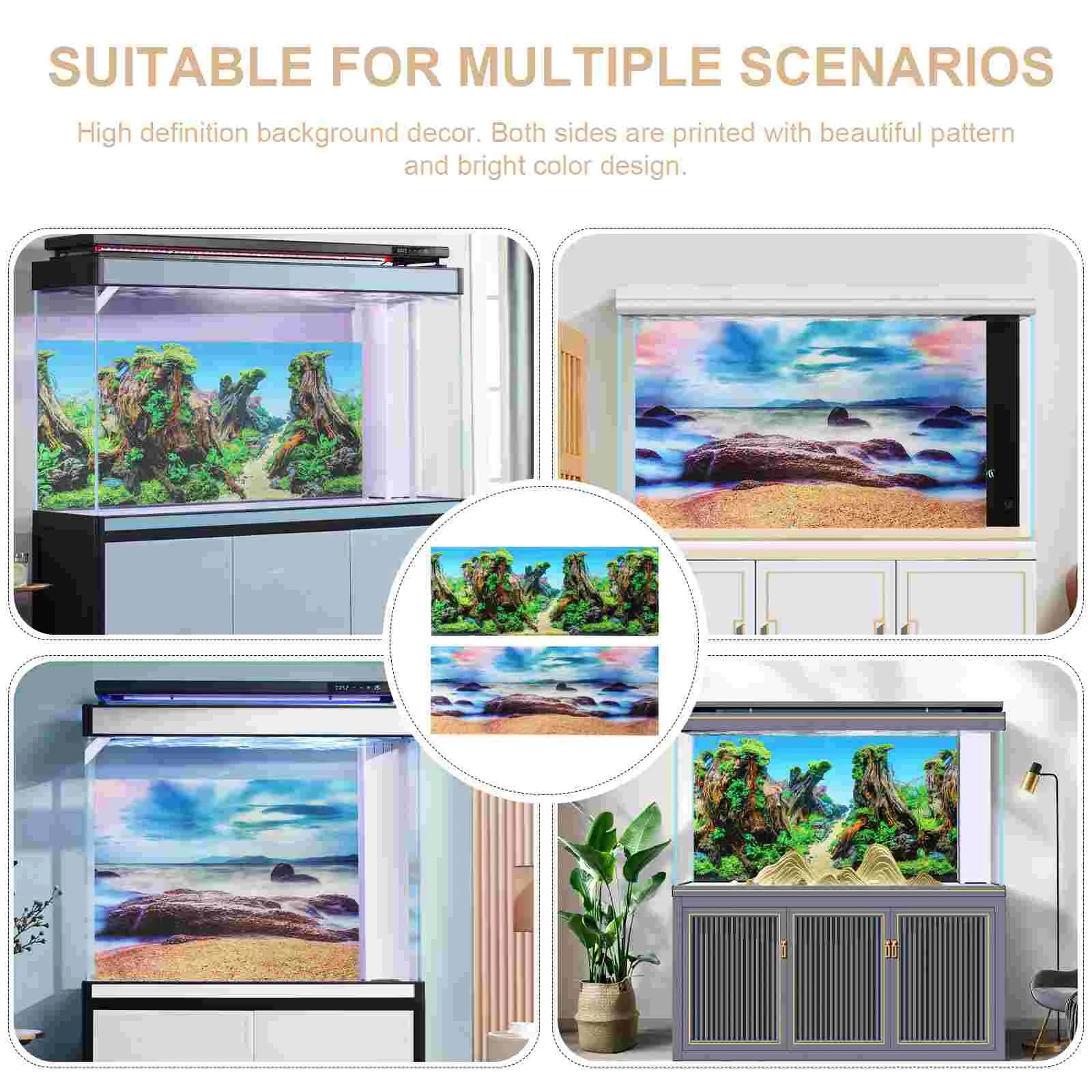 Aquarium Background Paper Double-sided Aquarium Background Picture Fish Tank Decor