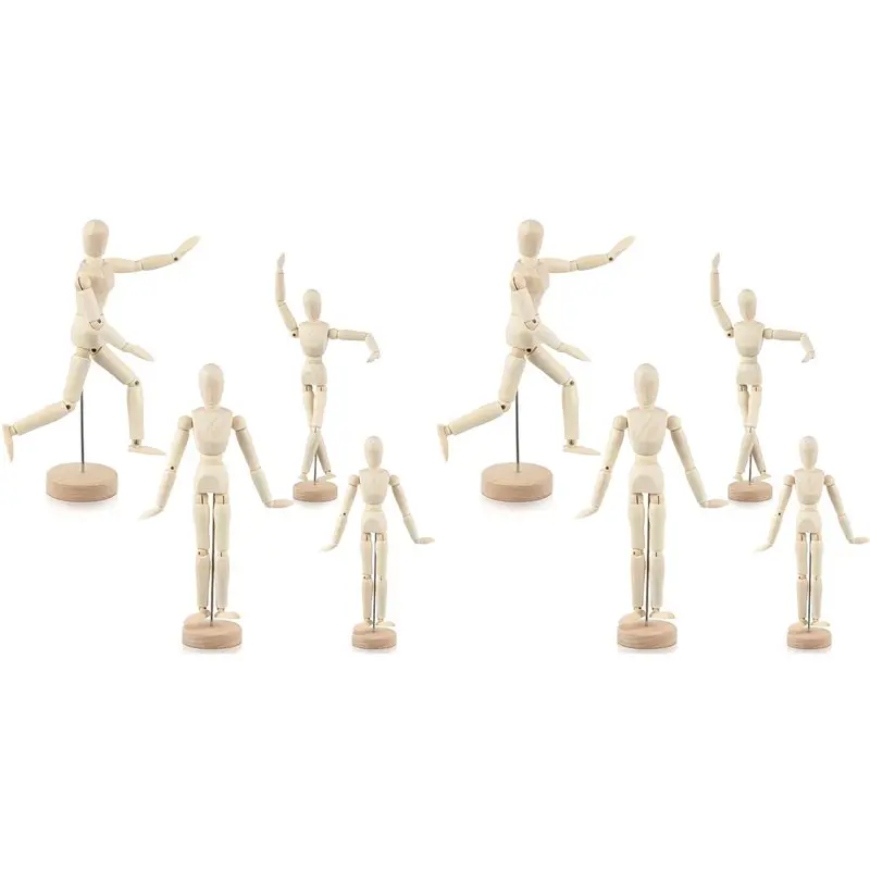 MACH-8 Pcs Posable Wooden Mannequin Figure Wood Human Model Drawing Figure For Sketching Painting Christmas Desk Decor