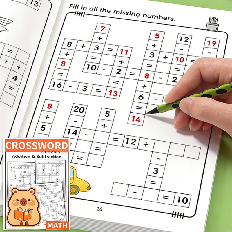 

32-Page Math Fill-In-The-Blank Workbook: Addition and Subtraction Exercises, Daily Arithmetic Practice with Coloring Features, Fun Educational Learning Tools with Illustrations, Home School Supplies, Birthday and Holiday Gifts