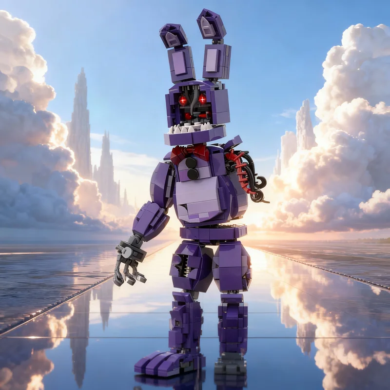 

457 деталей MOC: Модель «Увядший Бонни» из игры Five Nights At Freddy's, конструктор, креативный подарок, DIY-декор для взрослых, премиум-класс