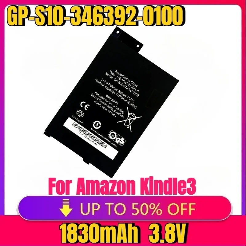 New High quality replaceable Battery For Amazon Kindle3 Kindle 3 S11GTSF01A D00901 GP-S10-346392-0100  Battery 1830mAh